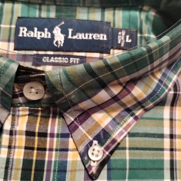 Polo Ralph Lauren Custom Fit Plaid Button Down Shirt Large Mannequin - Picture 4 of 6